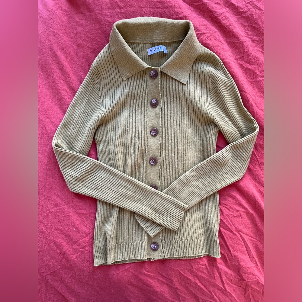 Wool/cotton blend green sweater/top